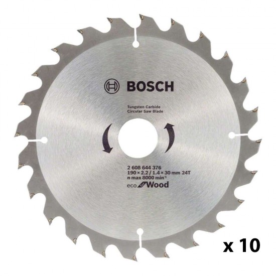 Bosch Eco for Wood Daire Testere Bıçağı 190*30 mm 24DE 10'lu Paket