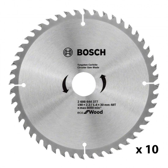 Bosch Eco for Wood Daire Testere Bıçağı 190*30 mm 48DE 10'lu Paket